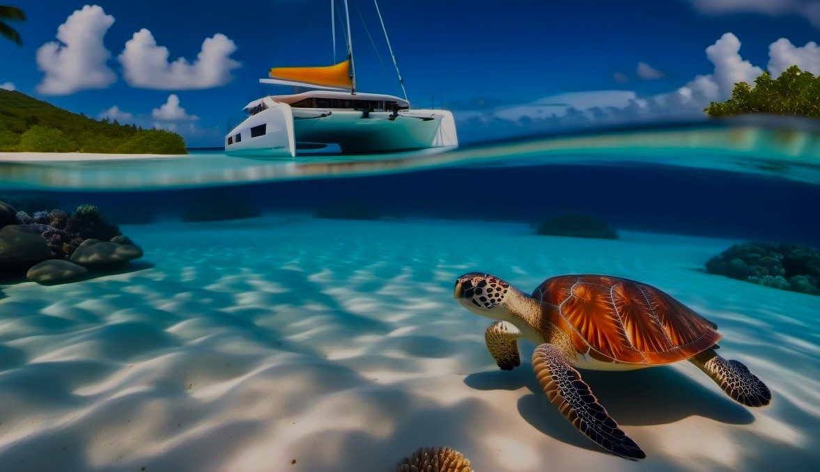 Catamaran aux Seychelles, plages et rochers granitiques
